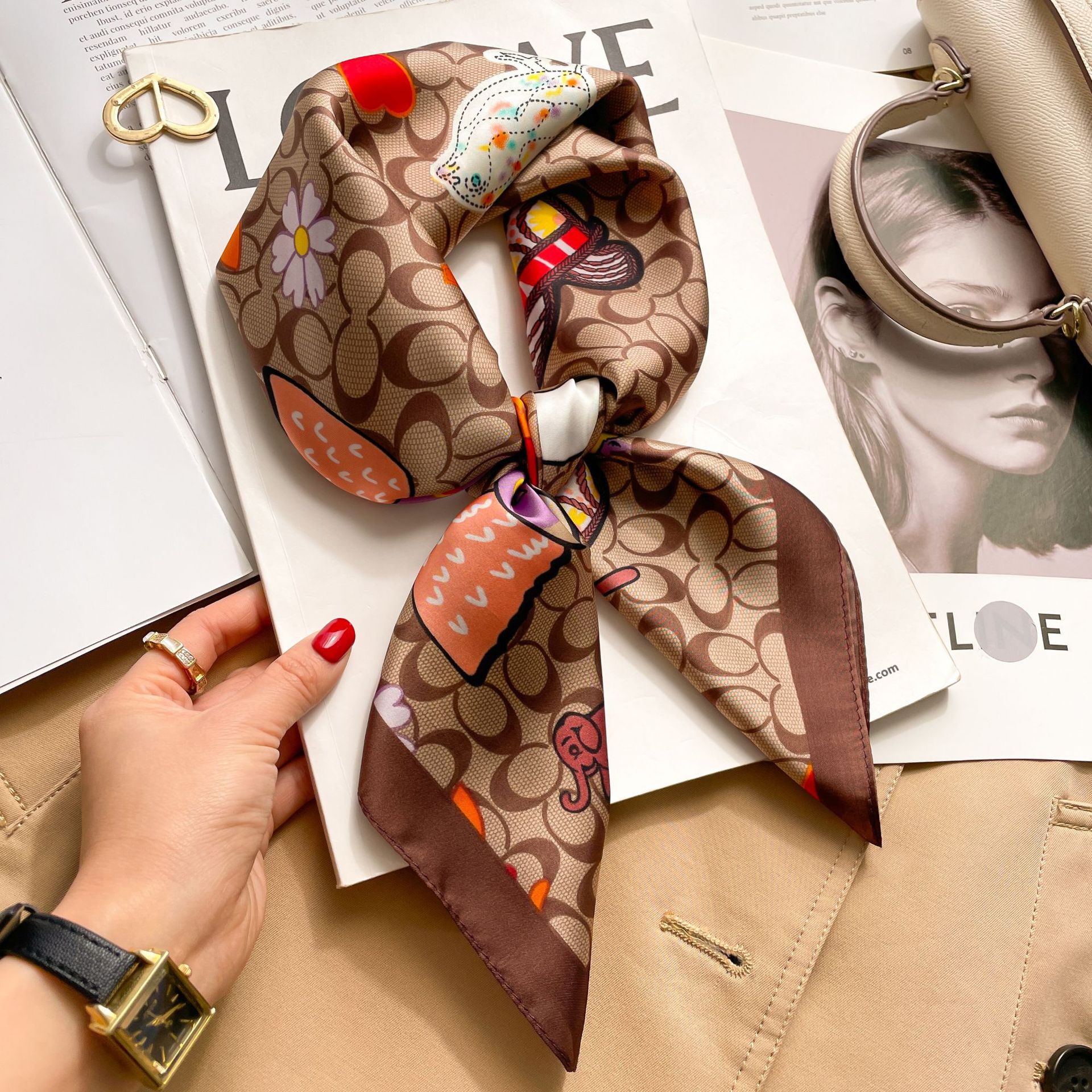 Luxury Bags Duffle - Silk Square Scarf Women Luxury Floral