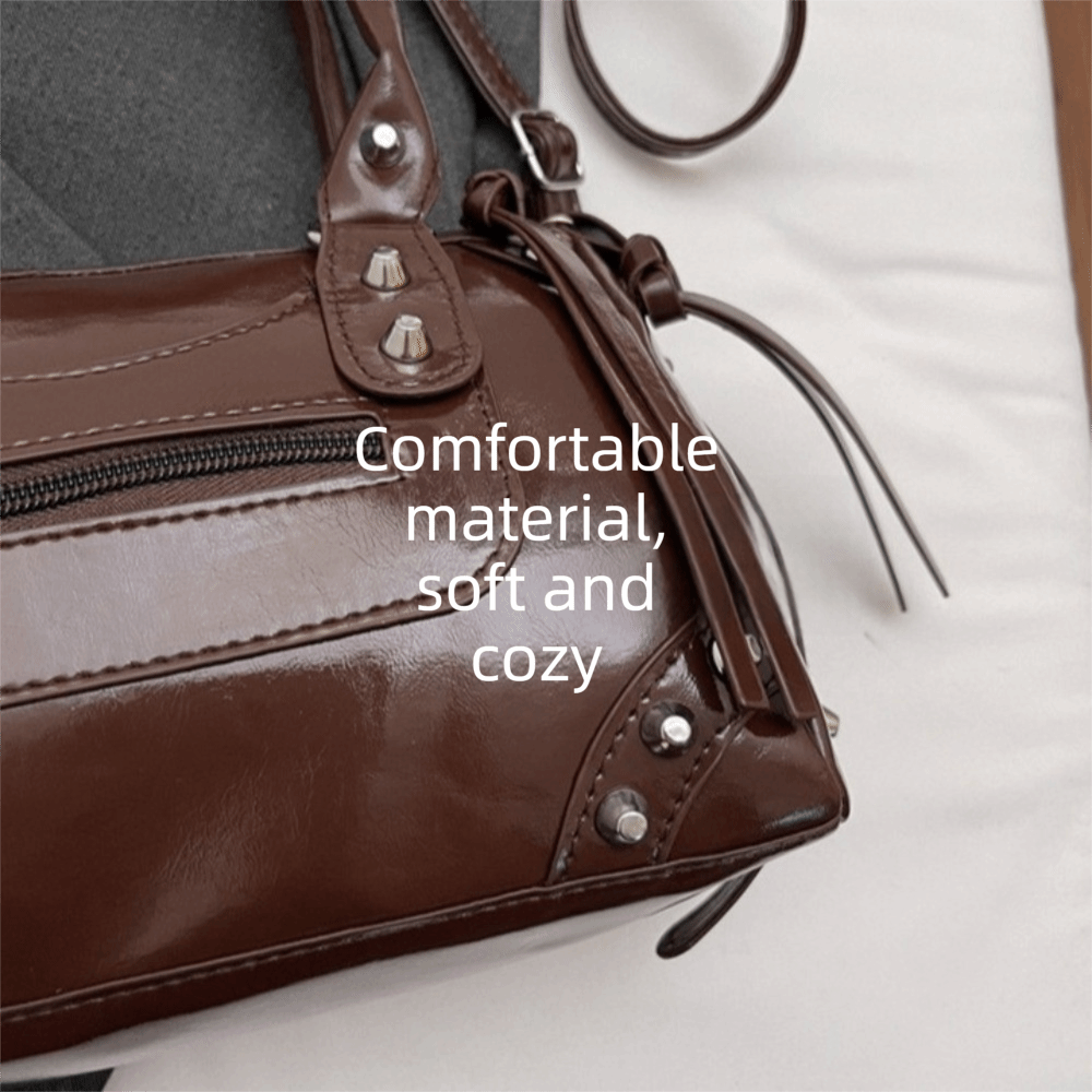 Fashion Rivets Pillow Bag Larg - Top Handle Patent Bag avaliação e preço