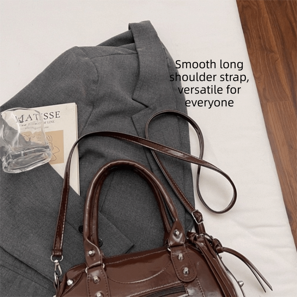 Fashion Rivets Pillow Bag Larg - Top Handle Patent Bag avaliação e preço