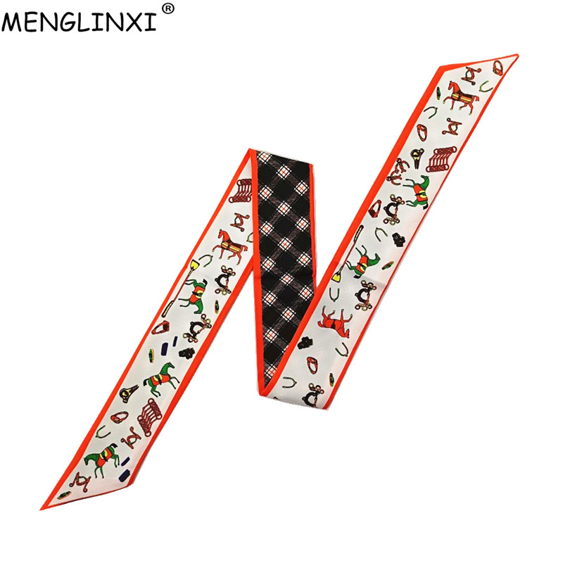 Horse Plaid Skinny Scarf Women - Luxury Bags Duffle avaliação e preço
