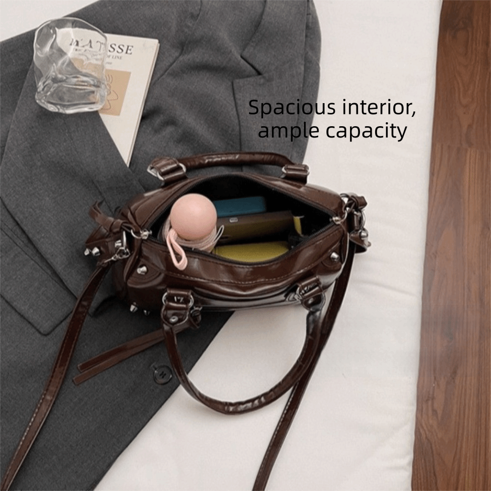 Fashion Rivets Pillow Bag Pate - Top Handle Patent Bag avaliação e preço
