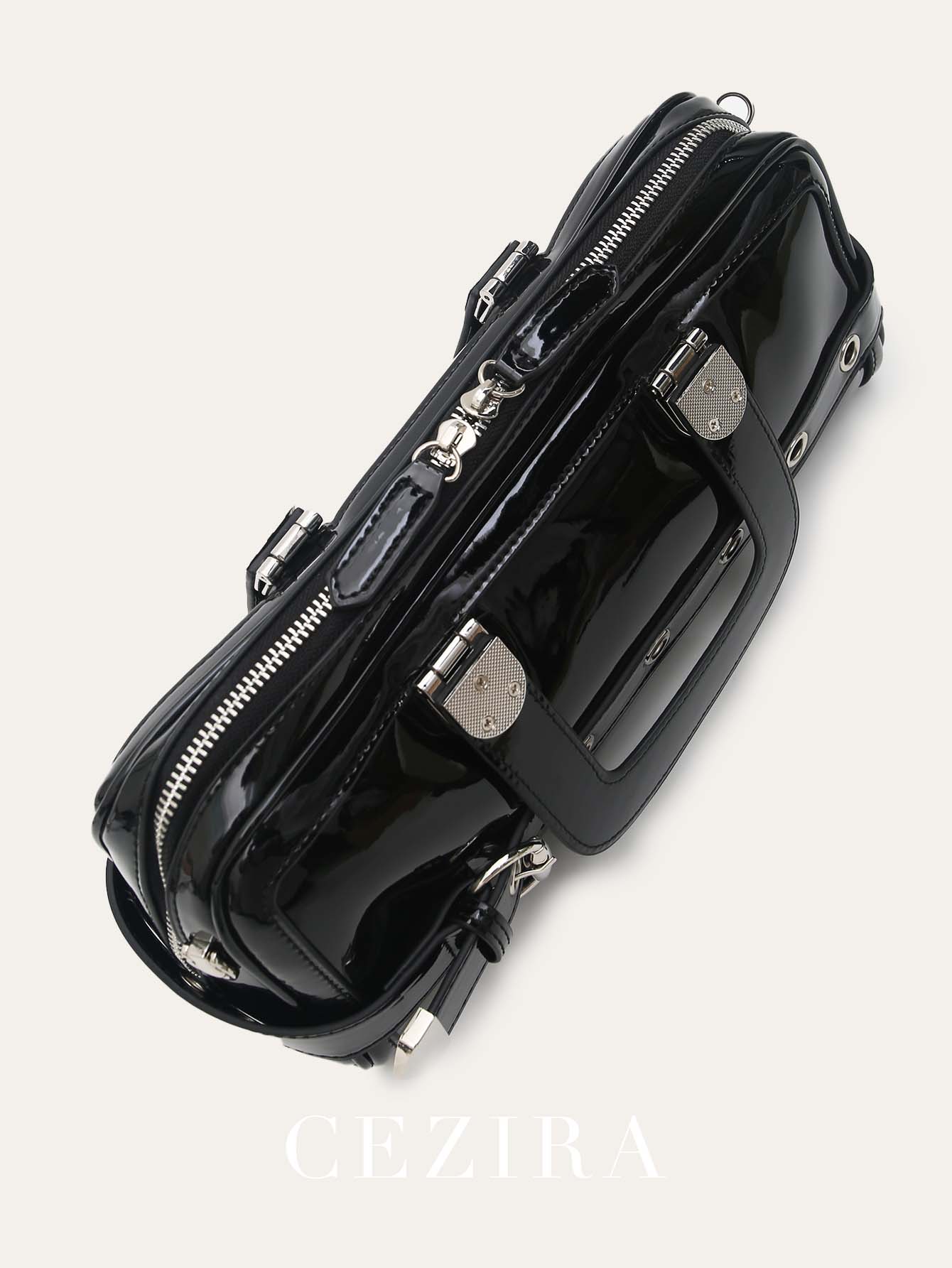 CEZIRA Fashion Punk Patent PU  - Top Handle Patent Bag avaliação e preço