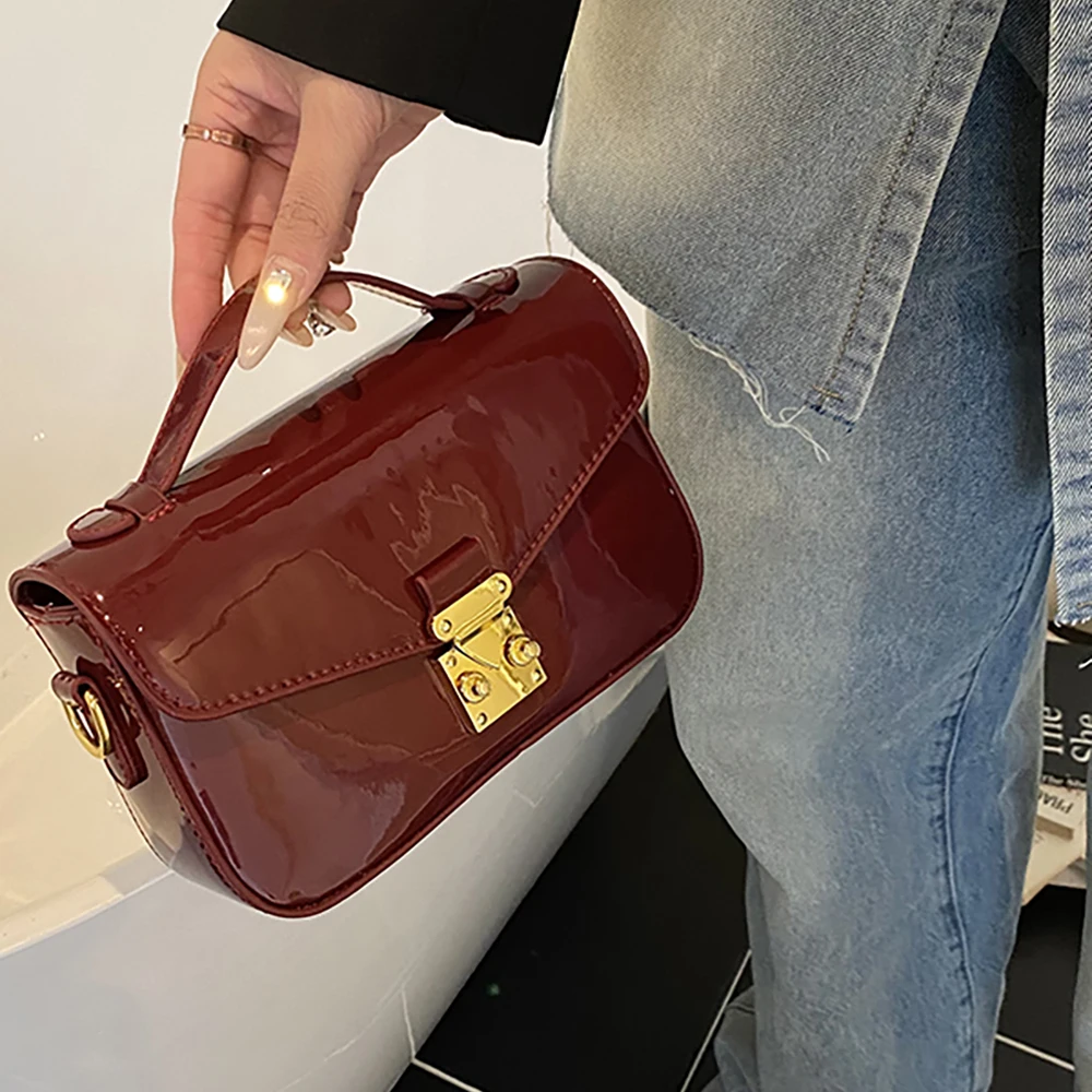 2026 Luxury Square Shoulder Ba - Top Handle Patent Bag avaliação e preço