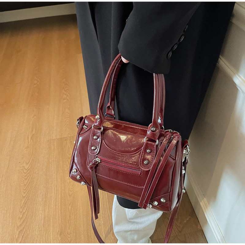 Stylish Patent Leather Handbag - Top Handle Patent Bag avaliação e preço