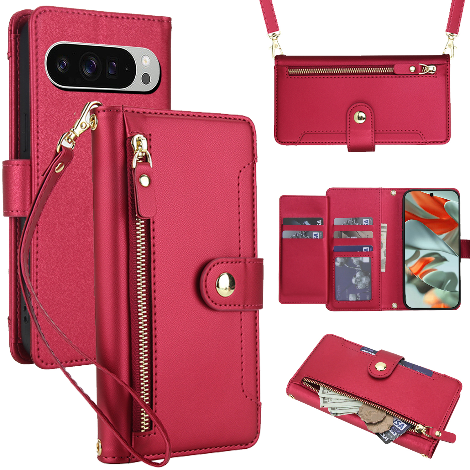 Crossbody Zipper Leather Walle - Luxury Bags & Leather Repair Of Atlanta Photos avaliação e preço