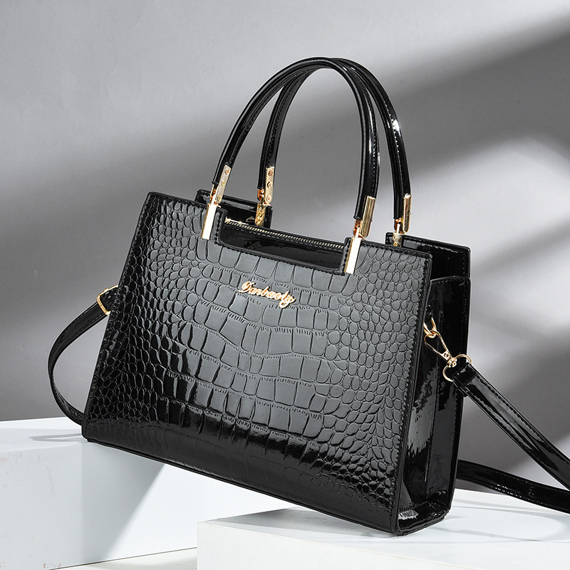 Crocodile Embossed Tote Bag, P - Top Handle Patent Bag avaliação e preço