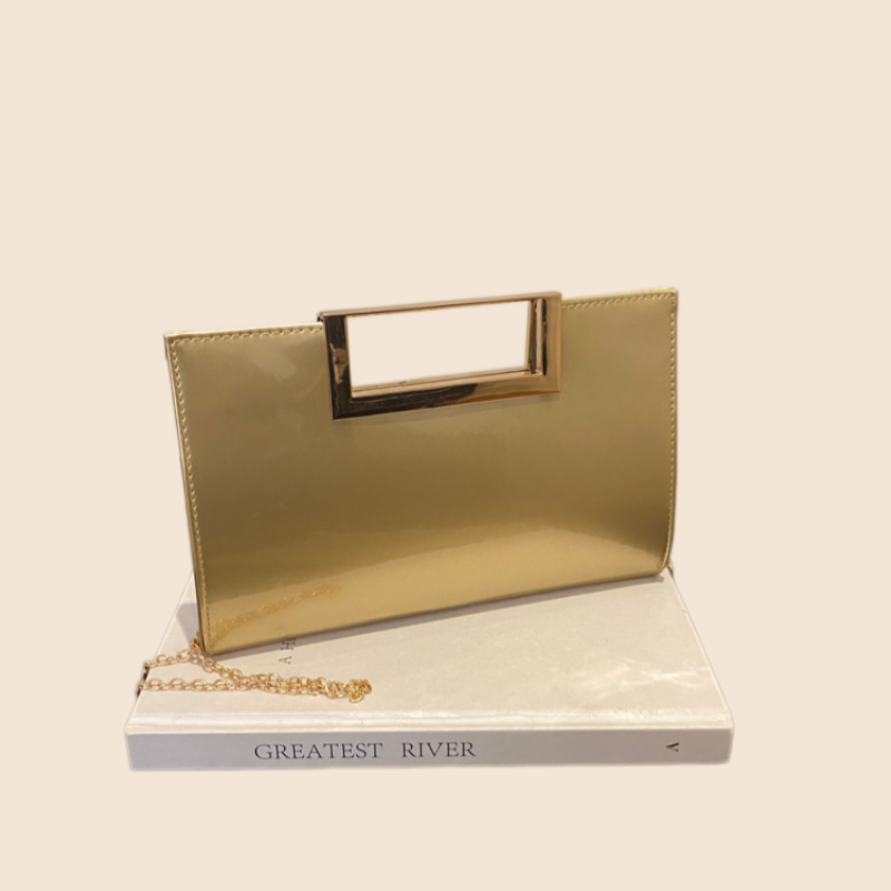 Gold Patent Leather Clutch Pur - Top Handle Patent Bag avaliação e preço