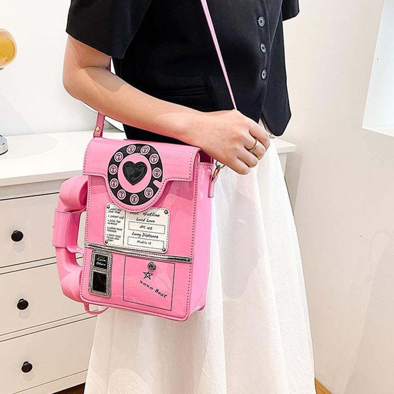 G5AE Women Telephone Shaped Ha - Top Handle Patent Bag avaliação e preço