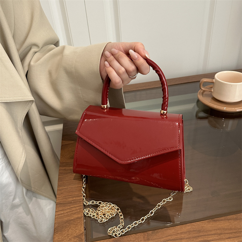Women's Patent Leather Mini Ha - Top Handle Patent Bag avaliação e preço